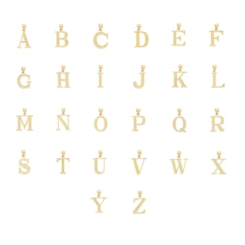10K Yellow Gold Diamond Cut A to Z Alphabet Initial Letter Charm Necklace Pendant (Small Size)4