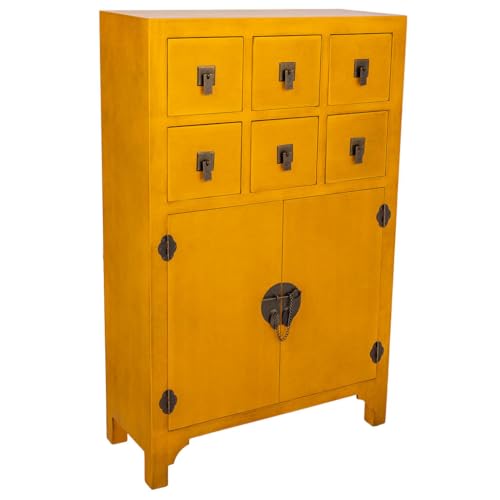 Comoda de maderad de 6 cajones y 2 puertas