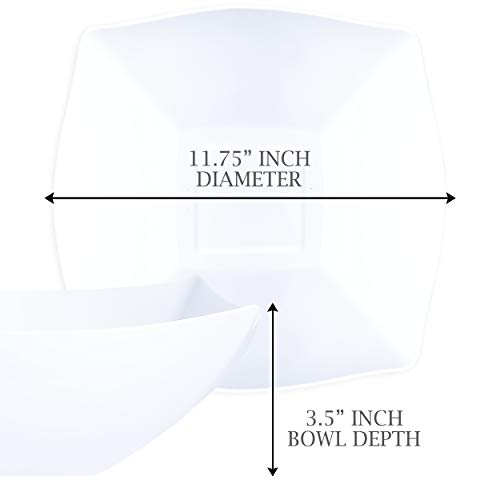 Plasticpro Disposable 128 Ounce Square Serving Bowls, Party Snack Or Salad Bowl, Extra Large Plastic Elegant White Pack Of 4 #TOP4