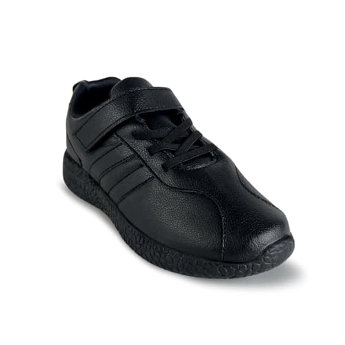 Image of KazarMax Black & White PU School Shoes for Unisex Boys & Girls