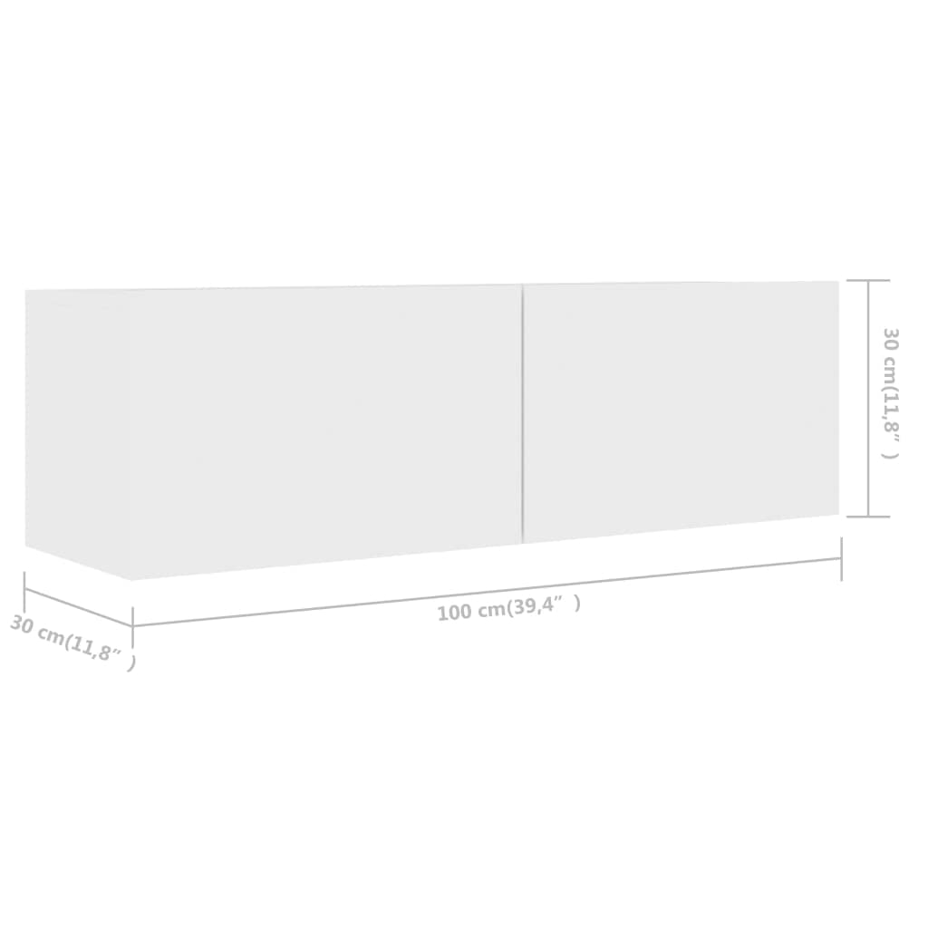 3-TLG. TV-Schrank-Set Weiß, Holzwerkstoff, 110 cm Breite, Wandmontage, Modernes Media-Center für Wohnzimmer und Schlafzimmer, mit Stauraum