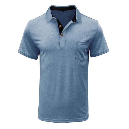Men’s Athletic Short Sleeve Polo Shirts Casual Moisture Wicking Golf Shirts Buttons Collared Solid T Shirts with Pocket3