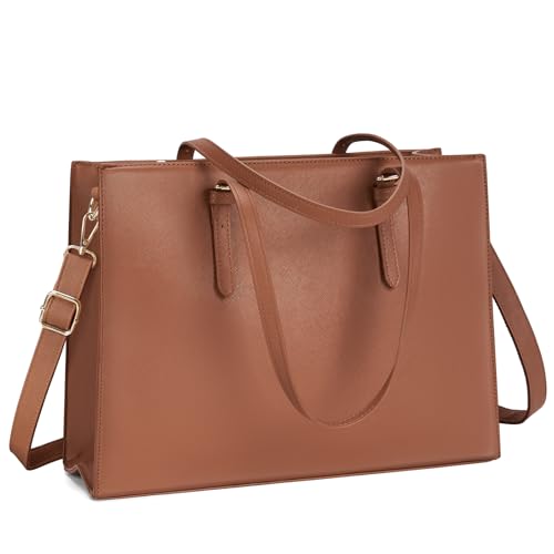 Laptop Bag for Women Waterproof Lightweight Leather 15.6 Inch Computer