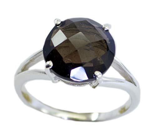 Bague quartz fumé argent 925 véritable anti-allergique marron