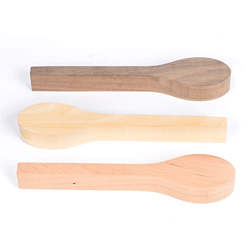 3Pcs Wood Carving Spoon Blank Unfinished Wooden Craft Whittling Kit for Whittler Starter Kids,Basswood +Walnut +Cherry - Thumbnail 6