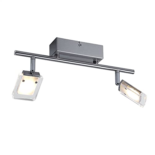 WOFI Deckenbalken, 2-flammig, Serie Vileta, 2 x LED, 4.5 W, Breite 20 cm, Höhe 12 cm, Tiefe 35 cm, Kelvin 3000, Lumen 360, nickel matt 7254.02.64.0000