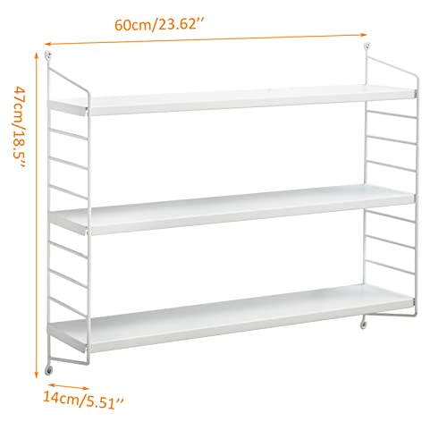 Praktiban Wall Mounted 3 Tier Floating Shelf, Adjustable Hanging Display Shelf Bathroom Shelf, Storage Shelf For Plants, Books And Decorations, Bookshelf For Office, White #TOP1