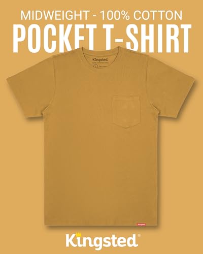 Image of Kingsted Pocket T-Shirts for Men - Super Soft & Comfy 100% Cotton Shirts | Short-Sleeve Crewneck Pocket Tee Shirts - Classic Regular Fit Work Shirt - Built to Last Midweight Cotton T-Shirts for Men