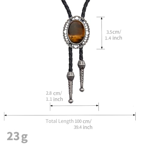 Image of AZORA Western Cowboy Bolo Tie Men Leather Necktie Leather Cord Turquoise Stone Bolo Ties for Men Women