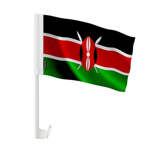 Drapeau voiture Kenya lot de 50 pavillons polyester 30x45cm pour événement
