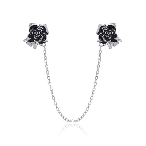Image of Vintage Metal Rose Bee Lapel Pin for Men Collar Pins Gold Plated Silver Plated Flower With Hanging Chain Lapel Pins for Men's Suit Accessories Brooch Pin Fashion Jewelry for Men Women