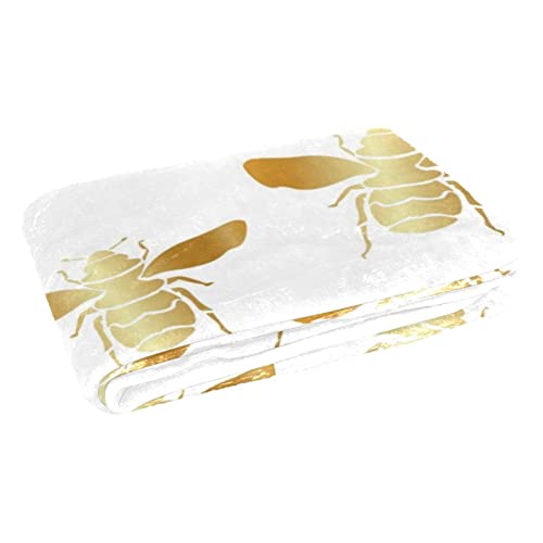 Couverture chaude lit canapé plaid abeille dorée 150x100 cm