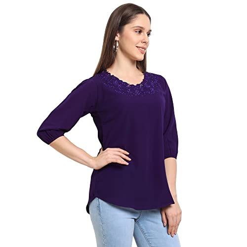 Image of GO-4 IT Women's Top with Cutwork Embroidery in Neck