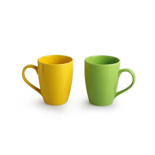Image of ExclusiveLane 'Rainbow' Ceramic Tea & Coffee Mugs (Set of 6, 320 ML, Microwave Safe)|Handcrafted Tea Mugs Ceramic Mugs for Coffee Coffee Cup Drinkware Ceramic Coffee Mugs Set