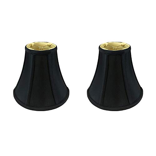 Image of Royal Designs, Inc. BSO-704RC-8BLK /GL-2 True Bell Basic Lamp Shade with Round Clip, 4 x 8 x 7.25, Black with Gold, 2-Pack