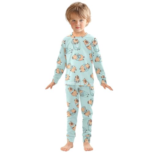 Pajama Sets Long Sleeve Cute Animal Sleep Pattern Soft Comfy Sleepwear 2 Piece PJS 3-8T2