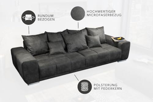 Riess Ambiente Extravagantes XXL Sofa ELEGANCIA 285cm grau inkl. Kissen Bigsofa Große Polstercouch Wohnlandschaft