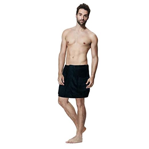 Men's Natural Turkish Cotton Terry Velour Body Wrap Bath Spa Beach Towel (Solid Color)