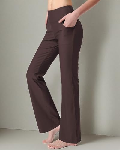 Image of Zeronic Women's Bootleg Yoga Pants with Pockets Long Bootcut Workout Running Pants Tummy Control Pockets Work Pants for Women
