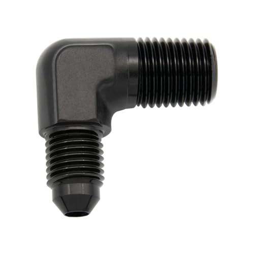 Codo de aluminio negro de 90 grados con conexiones AN4 y 1/4 NPT macho 5