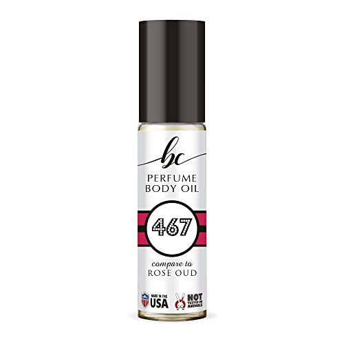 BIOCURA BC Perfume 467 Inspired by Rose Oud For Women & Men Replica Fragrance Body Oil Dupes Alcohol-Free Sample Travel Size Concentrated Long Lasting Roll-On 0.3 Fl Oz/10ml