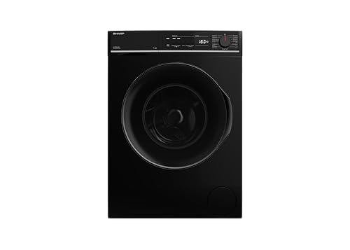 SHARP ES-PRO814BA-DE Waschmaschine Frontlader, 8kg, 1400U/min, Smarte Bedienung durch Veezy App, Dampffunktion, Inverter, 15 Programme, AquaStop, Schwarz