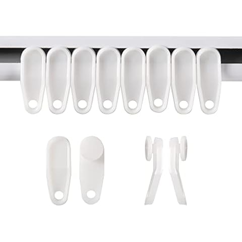 White Traverse Rod Slides Curtain Track Glider Hooks for Curtains(50 Pack)… Cover