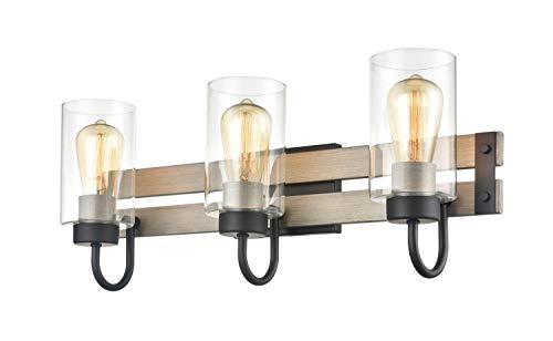 HUANXIN Lighting Briarwood Collection Rich Oak Lighting Fixture (3-Lights Vanity)