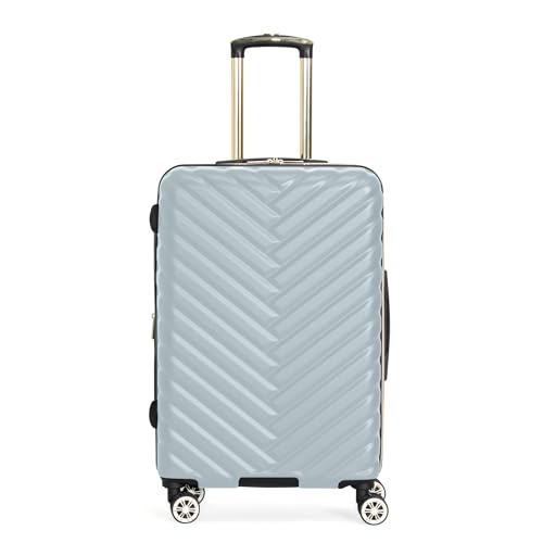 Image of Kenneth Cole REACTION, Slate, 24-Inch Checked, Kenneth Cole Reaction Women's Madison Square Hardside Chevron Expandable Luggage