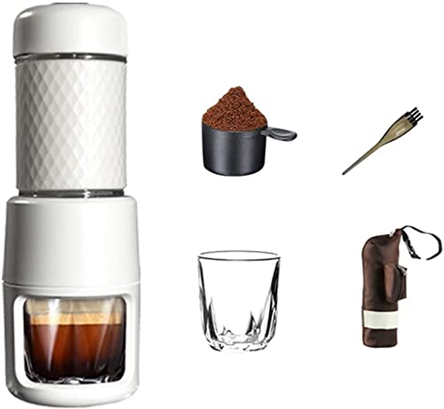 Manual Coffee Grinder Coffee Machines Portable Espresso Maker Mini Espresso Machine,Material For Rich Thick Manual Espresso Ideal For Travel (Color : White)