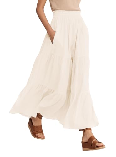 Urban CoCo Women’s Summer Boho Flowy Tiered A-Line Maxi Skirt Elastic Waist Ruffle Beach Long...