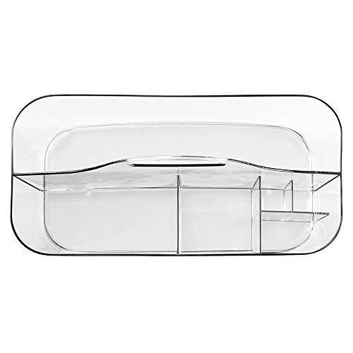 Mdesign Plastic Cosmetic Storage Organizer Caddy Tote - Divided Basket Bin With Handle For Makeup Palettes, Nail Polish, Brushes, Beauty And Bath Essentials - Lumiere Collection - Clear #TOP6