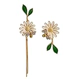 Yardwe Pendientes de Margaritas Diseño de Abeja y Hojas, Aleación Segura y Duradera, Pendientes Asimétricos Flecos para Mujer y Niñas, Joyas de Flores para Fiestas y Uso Diario