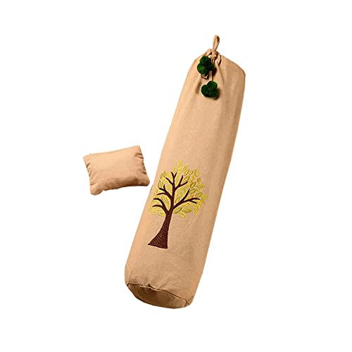 Image of Yoga Mat Cover Bag | Cotton Exercise Fitness Durable | Mat Carry Bag Cover Only With Strong Shoulder Straps | Yoga Mat Bag For Men & Women (Beige & Light Green, L 74 X W 25 Cm)