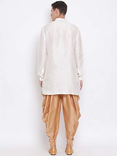 Image of VM Men's Cream Silk Blend Kurta and Dhoti Set VMMUK001CRnCDRG 38