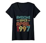 Photo Gallery donna 26th birthday idea awesome since april 1997 26 years old maglietta con collo a v Photo Gallery donna 26th birthday idea awesome since april 1997 26 years old maglietta con collo a v