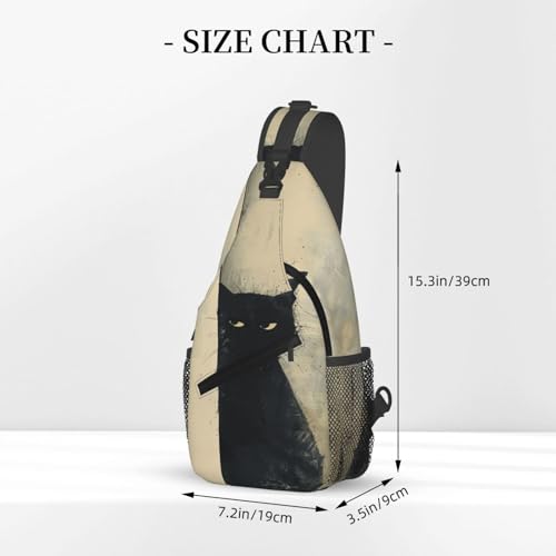 Image of SUPLUCHOM Sling Bag Cat Vintage Hiking Daypack Crossbody Shoulder Backpack Travel Chest Pack for Men Women Over 12 Years Old