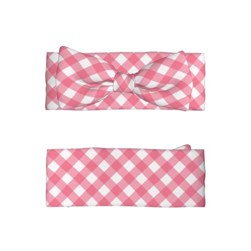 Pink Gingham Plaid Print Baby Girl Bows Headbands Baby Girls Newborn Headbands Infant Toddlers 0-6 Months2