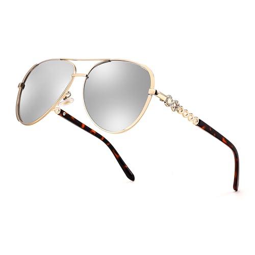 FEISEDY Retro Polarized Pilot Sunglasses for Women 70s Vintage Trendy Shades B4147