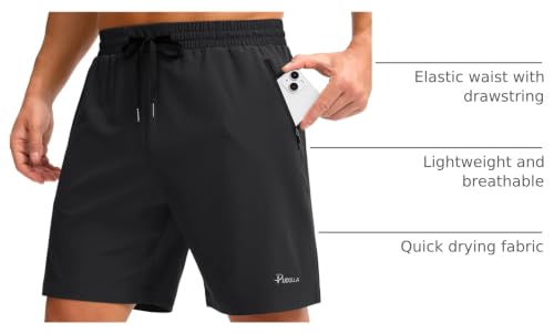 Image of Pudolla Men's Running Gym Shorts with Zipper Pockets 5 inch /7 inch / Lightweight Quick Dry Running Workout Athletic Short