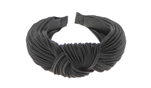 Pretty Glamour Girlz - Diadema plisada para mujer, diseño de rayas, color negro