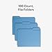Smead Blue File Folders for Documents, with 1/3-Cut Tabs, Letter Size, Blue, 100 Pack for Easy Organization and Office Use (12043)