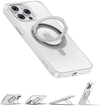 Anker Ultra Magnetic for iPhone Case with Sturdy 360° Ring Stand, Military-Grade Shockproof Kickstand Compatible with MagSafe (for iPhone 15, Clear)