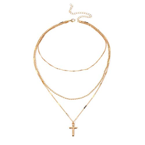 Collier croix multi-couche style hip hop et chaîne longue pour homme et femme rock
