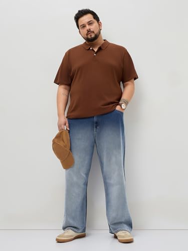 Image of Urbano Plus Men's Loose Baggy Fit Heavy Washed Faded Denim Jeans Non-Stretchable