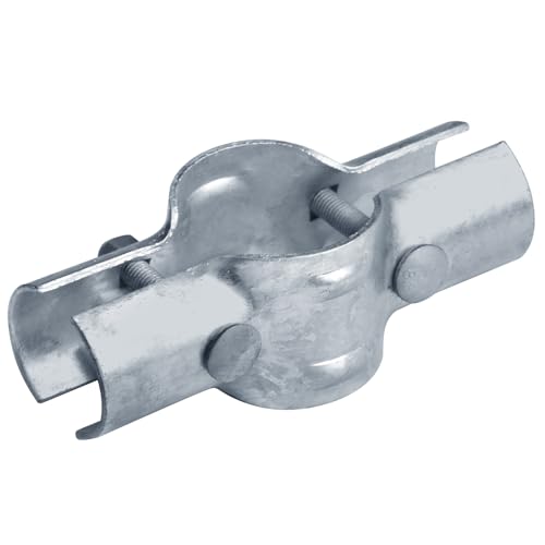 OTTFF 4 Pack 2-3/8\" x 1-5/8\" Line Rail Clamps, Chain Link Fence Part, Cross Grid Boulevard Pipe Fitting, 3/32\" Thick