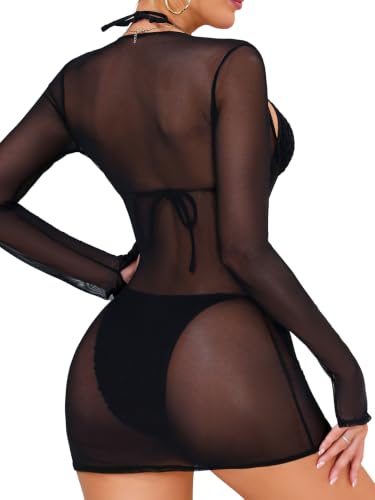 Image of Beach Swimsuit Cover Up Women Mini Dress Bathing Suit
