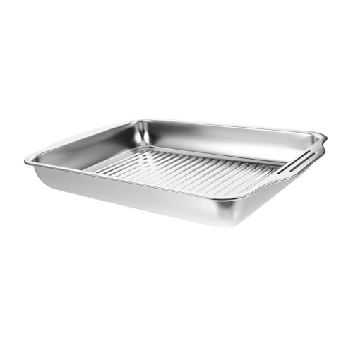 DECHOUS Fish Grilling Tray Rectangular Stainless Steel Roasting Pan for Induction Cookers for Home Cooking and Restaurant Use Lightweight Grilled Versatile Kitchen Tool