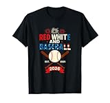 Red White and Baseball Patriotic Game Day Design EST 2026 T-Shirt