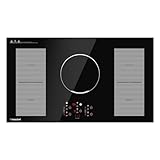 36 Inch Induction Cooktop, AMZCHEF Built-in Electric Stove Top with 5 Boost Burners Bridge Function, 240V/10800W, ETL Certified, 9 Power Level, Keep Warm, Timer, Safety Lock